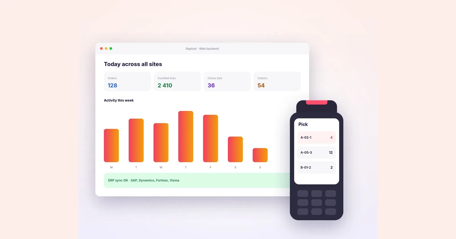 Web dashboard and handheld scanner sharing the same count