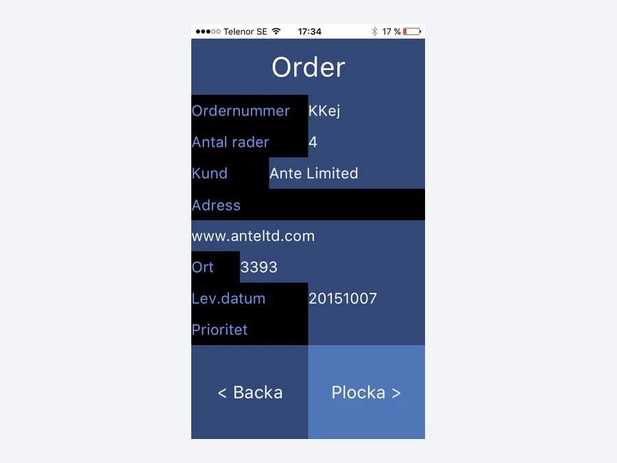 Swedish order-picking app example published on Raptool’s Fortnox page