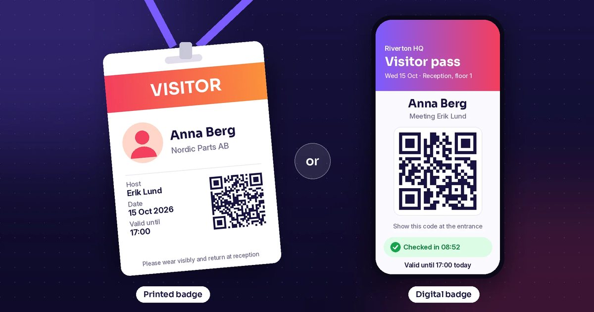 Printed and digital visitor badges compared