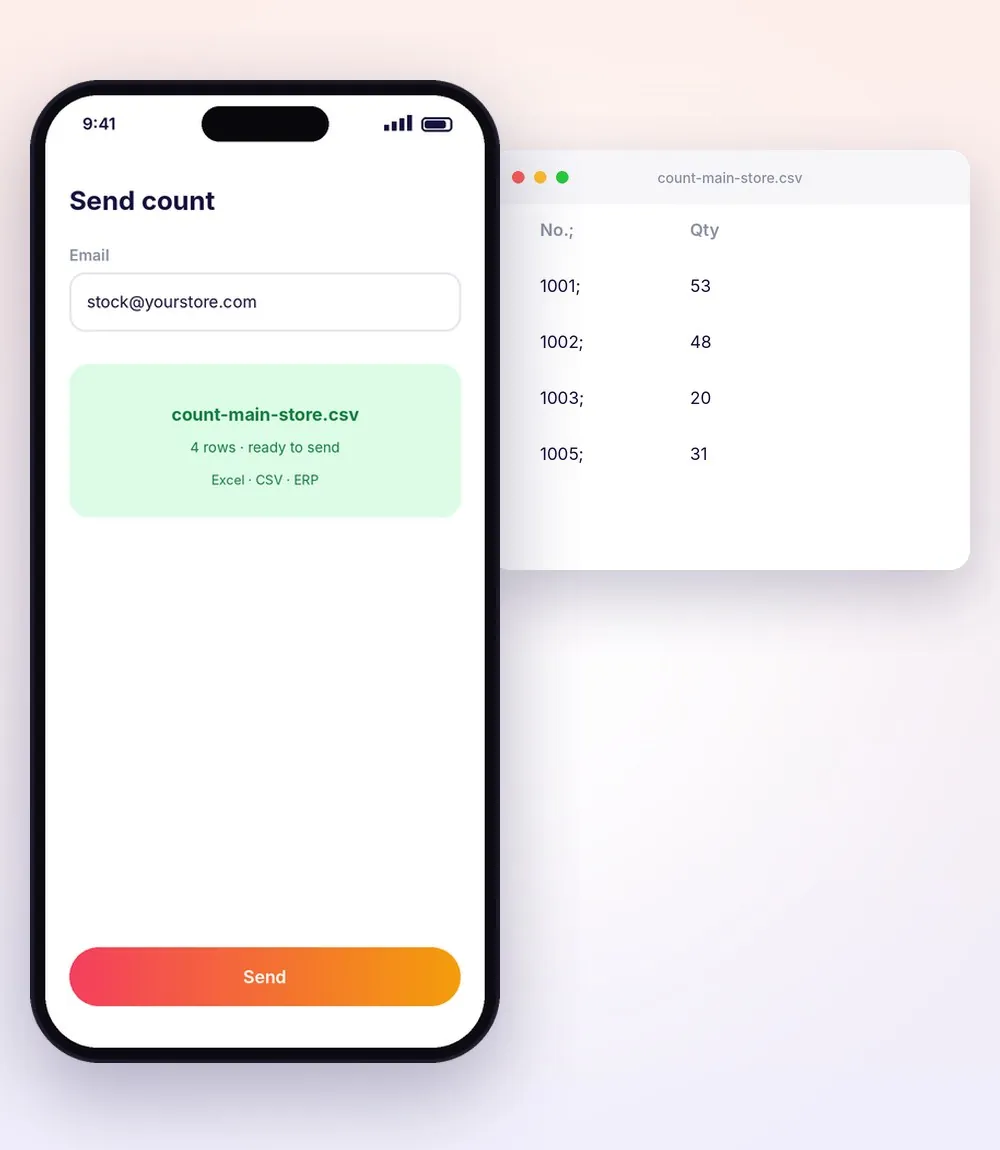 Send screen with the count converted to a CSV file
