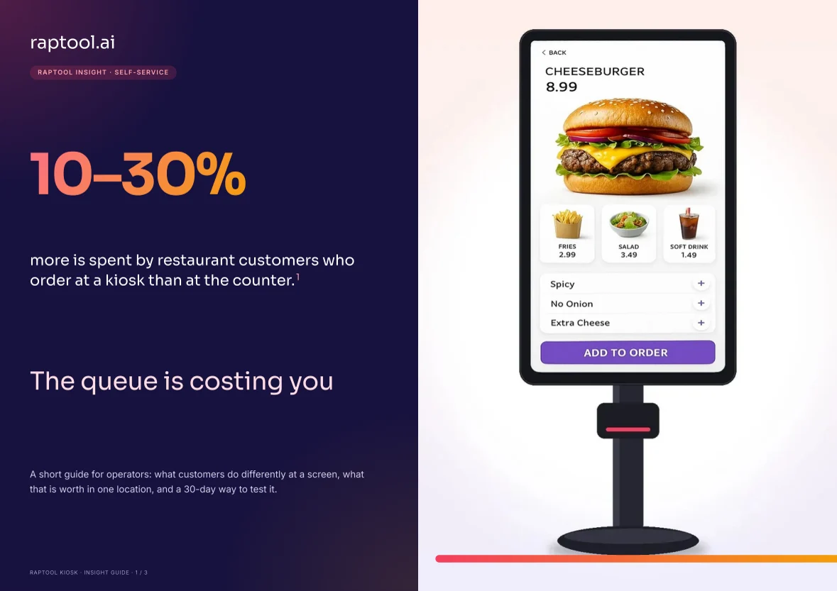 Cover of the Raptool Kiosk insight guide: The queue is costing you