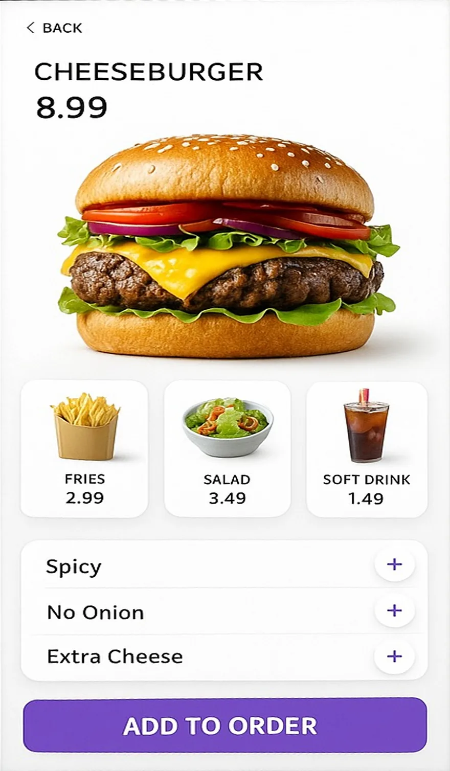 Self-service kiosk screen for restaurant ordering