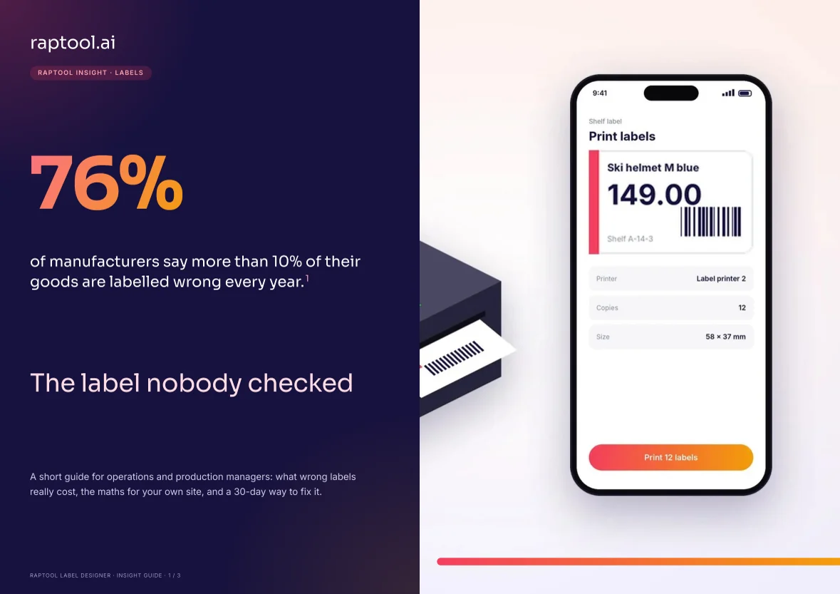 Cover of the Raptool Label Designer insight guide: The label nobody checked