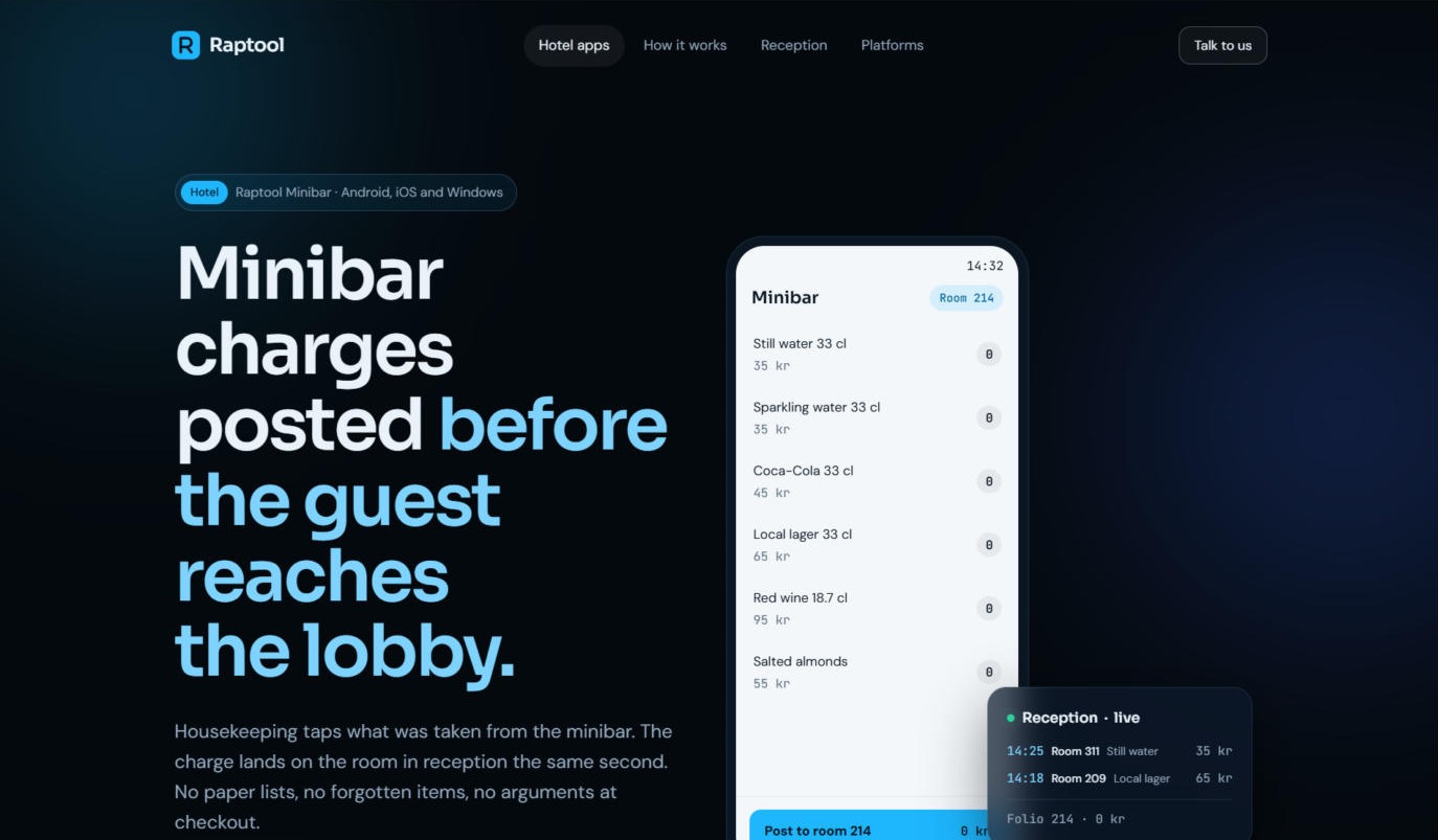 Raptool Hotel minibar page