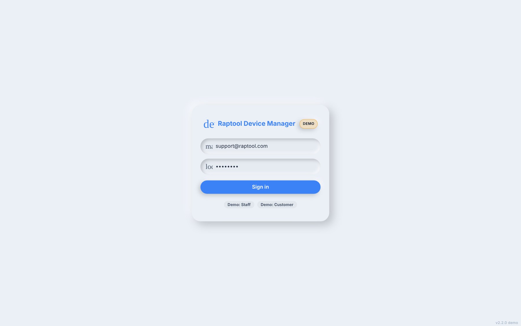 Device Manager dashboard