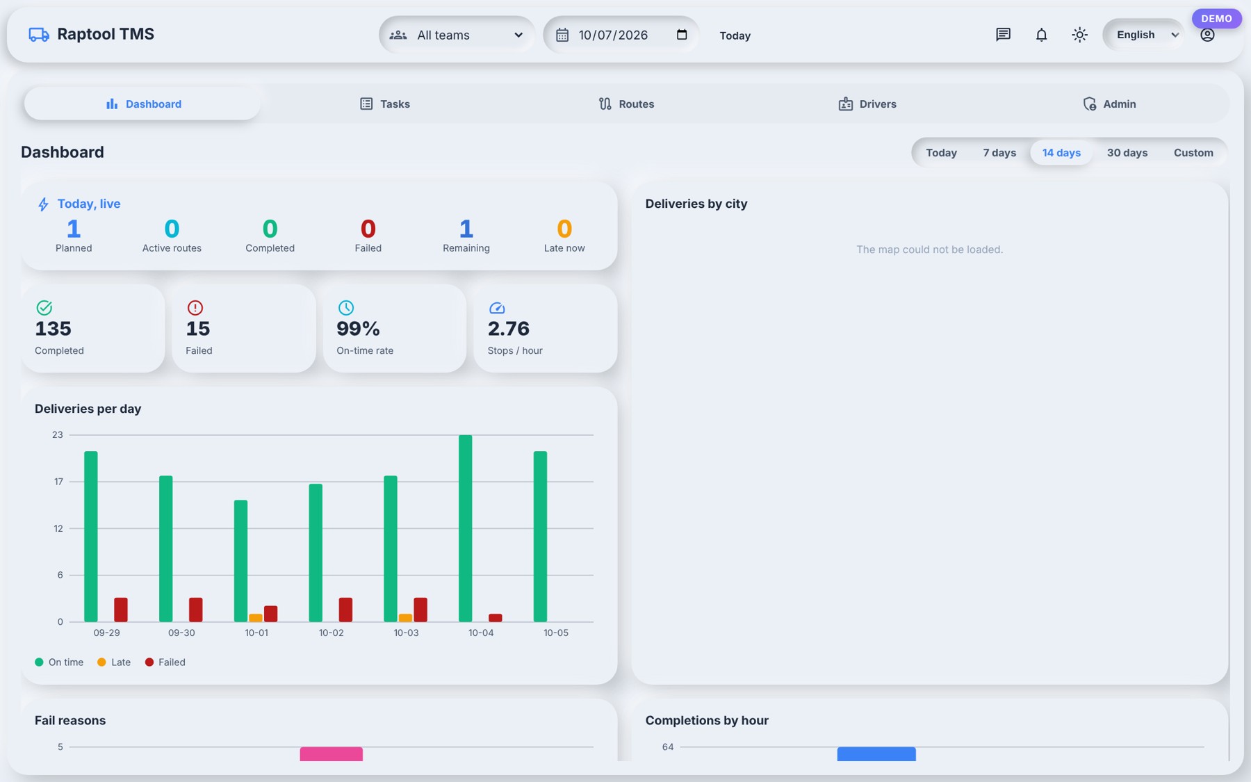 TMS dispatcher dashboard