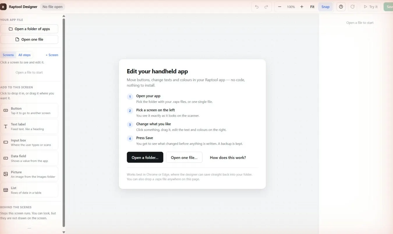 Raptool Designer screenshot