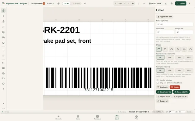 Label Label settings