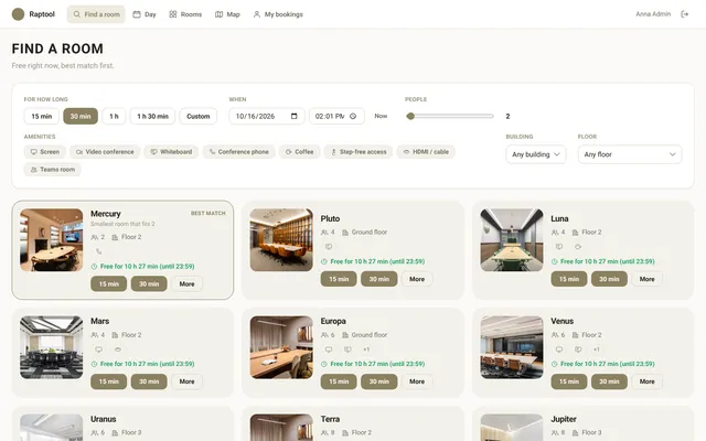 Meeting Booking Find a room