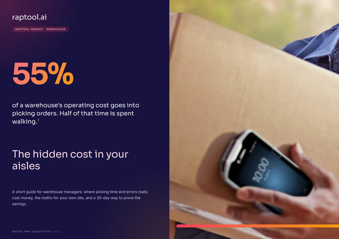 Cover of the Raptool WMS insight guide: The hidden cost in your aisles